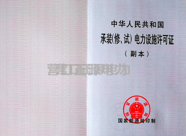承裝（修、試）電力設(shè)施許可證